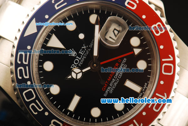 Rolex GMT-Master II Swiss ETA 2836 Automatic Movement Steel Case with White Markers and Ceramic Bezel - Click Image to Close